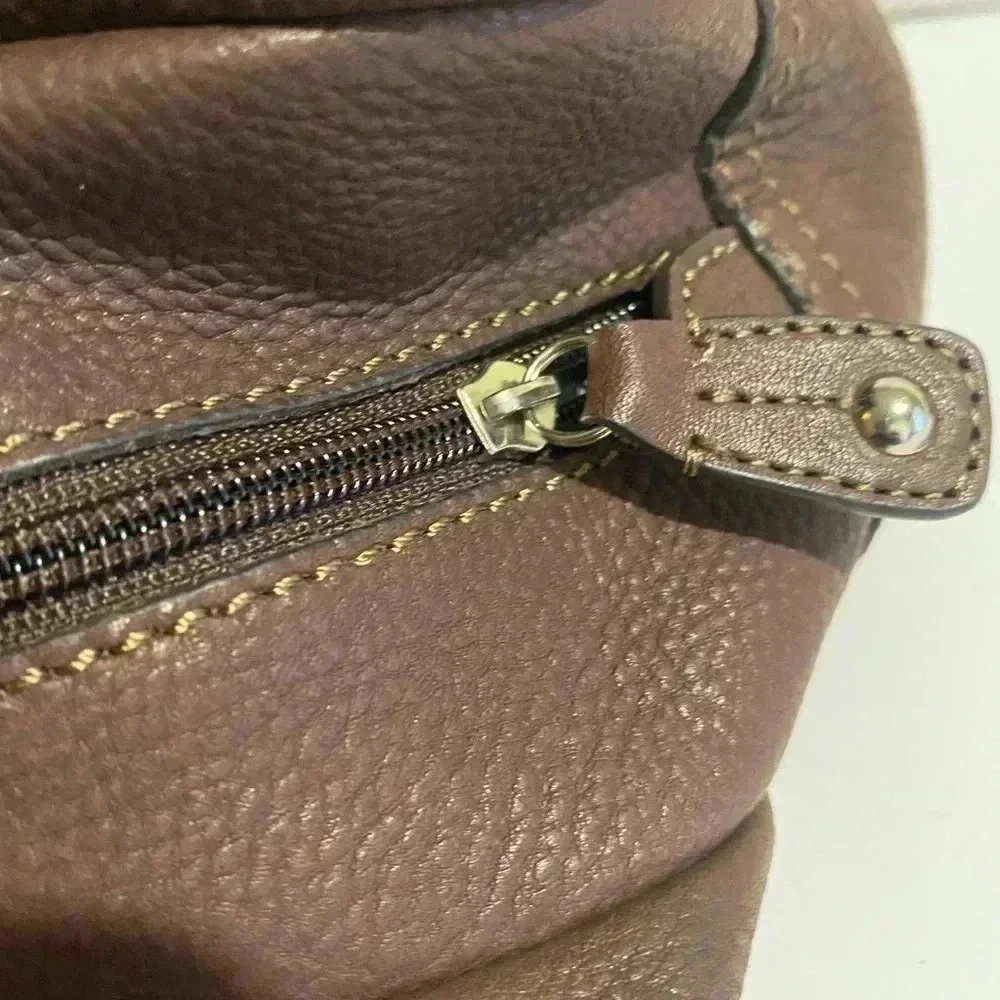 Fossil brown leather satchel handbag